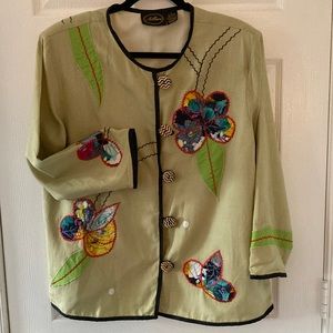 Women’s embroidered and appliquéd jacket, size Large